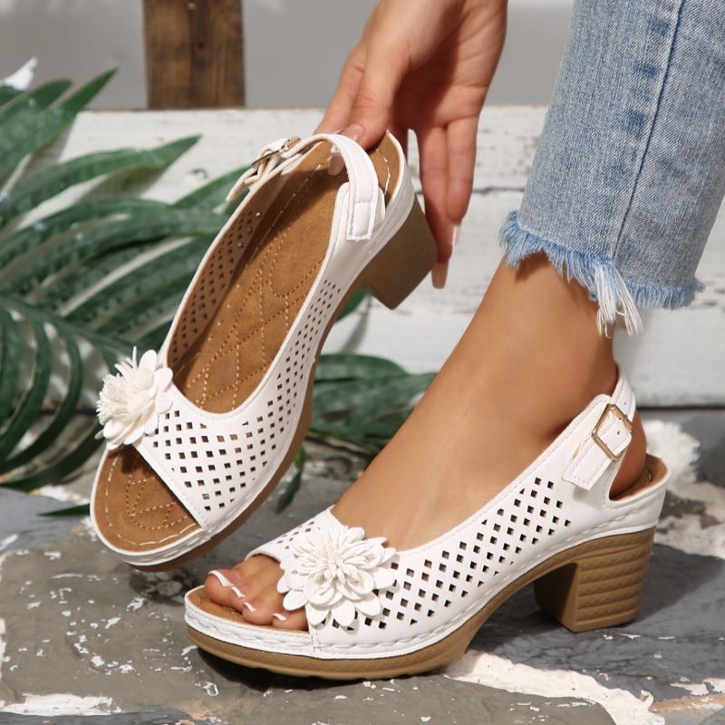 Ankle Strap Attachment - Sandalias de tacón grueso para mujer,