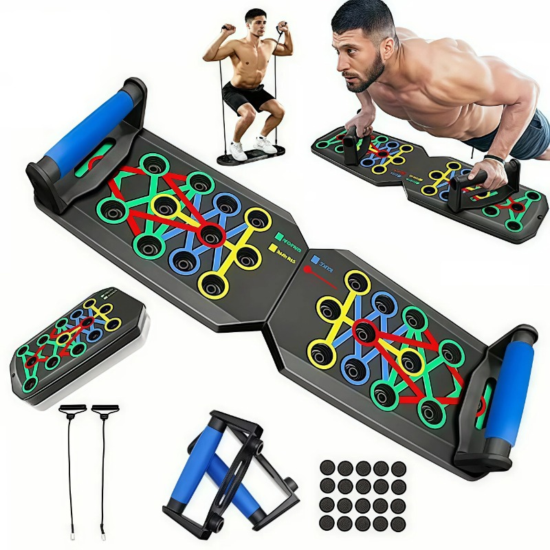 Home Gym Garden - Tabla de flexiones plegable con bandas